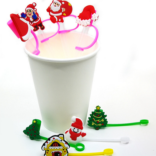 Customized Christmas silicone straw caps - Custom Christmas Silicone Straw Caps - Z.S.R.