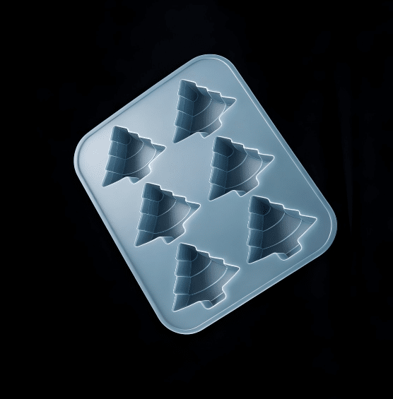 3D-technische tekening van een siliconen mal voor een kerstboom