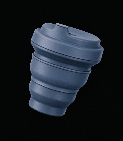 3D-technische tekening van een siliconen koffiebeker